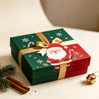 Boîte d'emballage en papier en stock, boîte cadeau de Noël pliable en carton, vente en gros, plusieurs tailles pour la vente au détail