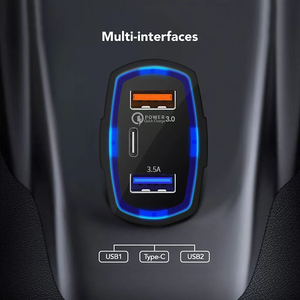 Venta caliente <span class=keywords><strong>Spot</strong></span> Wholesale 7A Total 3 en 1 USB Smart Car Charger Portable QC3.0 PD USB C Adaptador de cargador de coche para teléfonos móviles - Product Image 4
