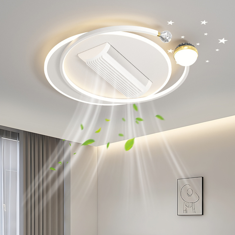 OEM Modern LED Home Ceiling Light Bladeless Ceiling Fan Acrylic Square Flush Mount Remote Control Stepless Dimmable Lamp 220V