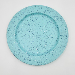Assiettes de <span class=keywords><strong>service</strong></span> en mélamine style terrazzo <span class=keywords><strong>turquoise</strong></span> moucheté de 8,75 pouces avec bord côtelé - Product Image 1