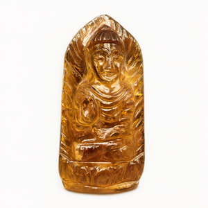 Sculpture de Bouddha en citrine, pierre précieuse - statue artisanale du Bouddha serein et méditant - cristal/reiki/chakra - 2 - Product Image 2