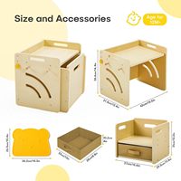 Ensemble table et chaise Montessori en bois écologique, multifonctionnel, bureau d'étude pour enfants avec tableau noir, chaise cube pour tout-petits