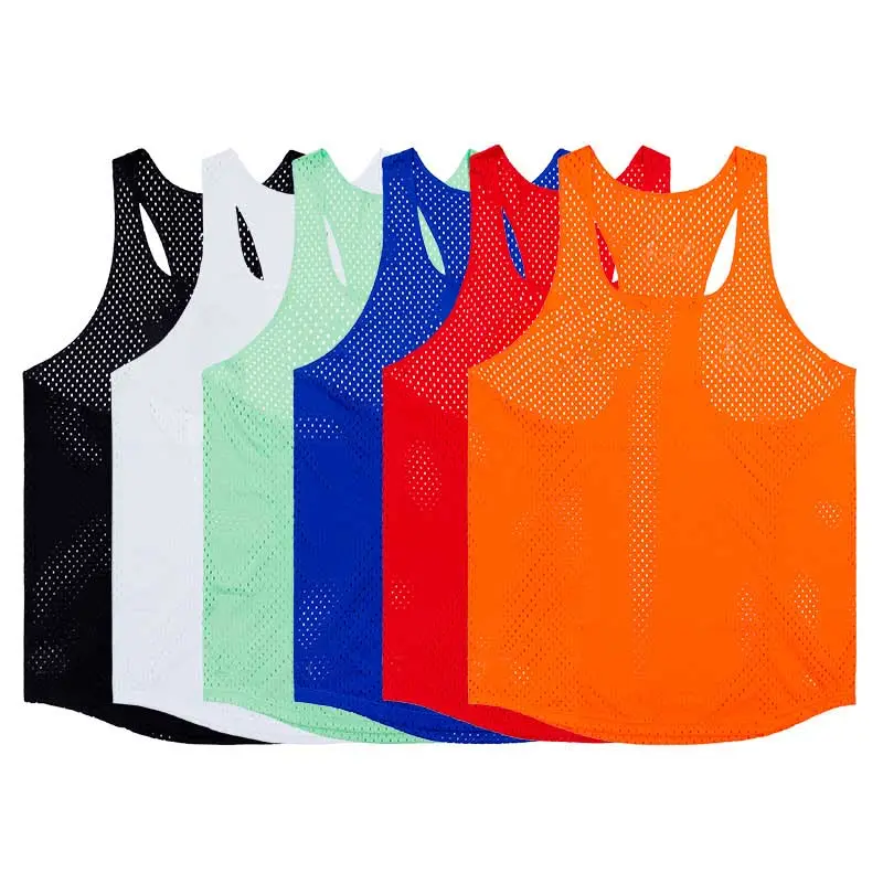 Gilet de marathon en plein air pour hommes, piste de sport, course à pied, fitness, maille ultra légère, trou, séchage rapide, respirant, manches courtes