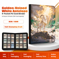 Classeur de cartes à collectionner blanc avec impression UV feuille d'or, personnalisé, 9 emplacements, album de cartes TCG, 20 pages, 360 pochettes, étui en cuir PU, OEM
