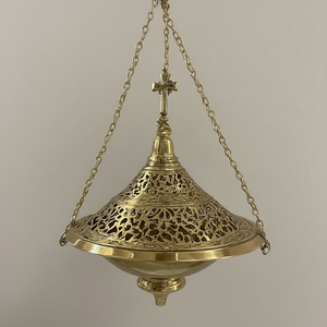 Angelfume divinefume กลิ่นอายของท้องฟ้าที่แขวนเครื่องหอมทองเหลืองกระถางธูปโบราณสำหรับพิธีกรรมของโบสถ์และการบูชาอันศักดิ์สิทธิ์ - Product Image 1