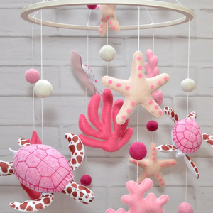 Mobile de berceau en feutre pour bébé, mobile océanique pour bébé, mobile de fille pour chambre d'enfant, mobile tortue, mobile d'animaux marins en feutre - Product Image 2