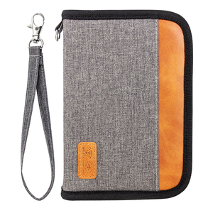 Portafoglio da <span class=keywords><strong>uomo</strong></span> con grande cerniera in poliestere RFID blocco porta carte da viaggio con Logo personalizzato portafoglio passaporto con custodia appesa - Product Image 1