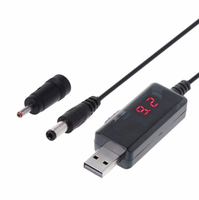 Kabel Pengisi Daya USB ke DC 5.5/3.5mm Boost Line 5V ke 9V 12V dengan Layar LED untuk Router Modem Optik