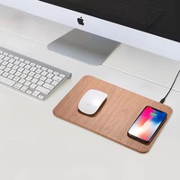 Tapis de souris avec chargeur sans fil pour iPhone 14 13 Pro Max 8, chargeur à induction en cuir PU pour Samsung S21 S20 S10