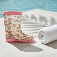 Bottes de pluie en PVC pour enfants, imprimé arc-en-ciel, imperméables, antidérapantes, chaussures de pluie pour filles