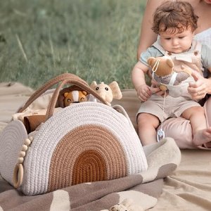 Bolsa de pañales <span class=keywords><strong>para</strong></span> bebé tejida con cuerda, bolso tejido con cuerda de algodón, cesta de almacenamiento <span class=keywords><strong>para</strong></span> botella de pañales, bolsa <span class=keywords><strong>para</strong></span> mamá - Product Image 6