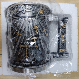 แก้วเบียร์ทำจากเรซินแก้วกาแฟสแตนเลสลายดาบอัศวินสำหรับเทศกาลคริสต์มาสความจุสูง - Product Image 6