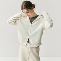Haute qualité couleur unie laine cachemire ensemble femmes fermeture éclair cachemire mélange Cardigan ample cachemire pantalon femmes vêtements 2 pièces ensemble