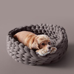 Cesta tejida a mano sin minutos, cama tejida trenzada para perros y gatos - Product Image 6