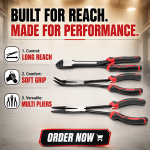 3 Pieces Extra Long Reach <strong>Nose</strong> Straight 45 90 Degree Heavy Duty Mechanic Pliers - Product Image 1