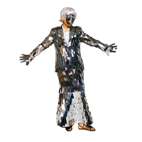 Vêtements de danse miroir en argent faits à la main pour femmes panneaux non automnaux Halloween Thanksgiving Costume de scène de Noël Durable