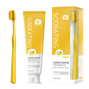 Ensemble de <span class=keywords><strong>dentifrice</strong></span> et de brosse à dents à l'enzyme de citron biologique personnalisé Blanchissant et sans fluor pour les dents sensibles Utilisation à domicile OEM/ODM - Product Image 3