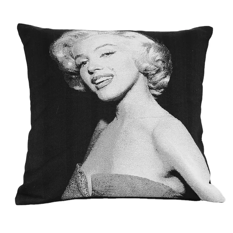 Funda De Almohada bordada Marilyn Monroe, cojín decorativo de poliéster relleno de algodón para cama o asiento de coche para Navidad