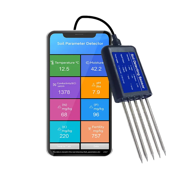 Meas-King 8-in-1 Soil Sensor Tester Type-C USB - Temperature (-40~60℃) Humidity 0-100% RH Moisture EC NPK & pH Detection