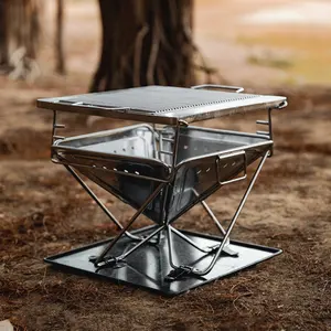 ENJOY 204, nuevo diseño, parrilla de barbacoa plegable portátil de acero inoxidable, parrilla de carbón, herramientas para parrilla al aire libre para acampar