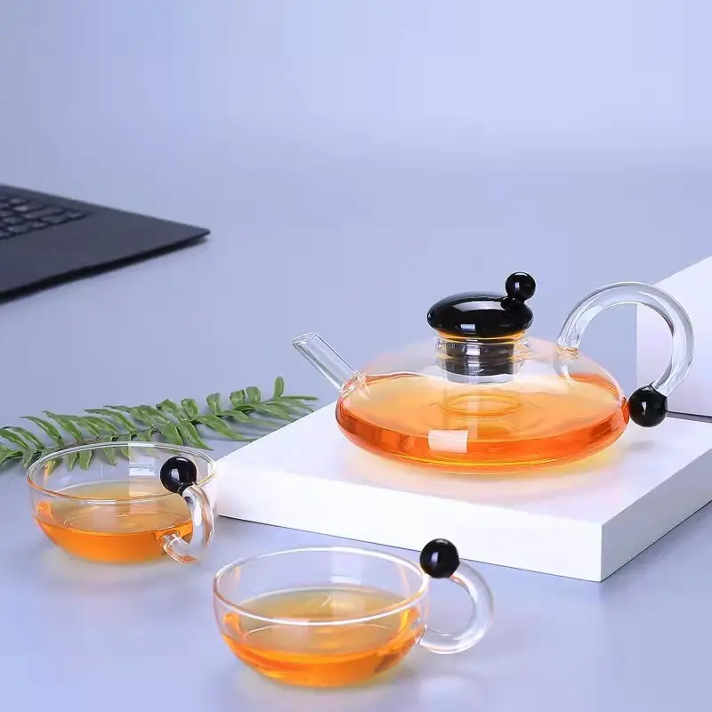 600Ml nuovo Design all'ingrosso teiera di vetro con infusore, vaso borosilicato per il tè sfuso, insaccato e tè di fioritura