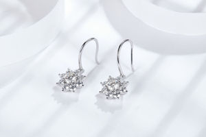 Pendientes y Colgante de Girasol de Plata Pura con Rodio y Silicio de 0.5ct Certificados por All Fashion, Joyería Larga Colgante - Product Image 3