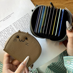 Porte-monnaie mini éléphant de dessin animé mignon, porte-cartes personnalisé en cuir véritable, portefeuille coloré pour femmes, adorable et luxueux, porte-monnaie animal - Product Image 1