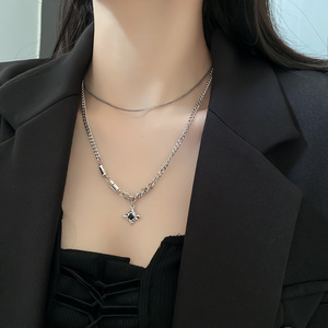Latest Hip-Hop Fashion Adorable Idea Social Media Trendy Delicate Light <b>Gold</b> Titanium Steel Necklace for Women Wholesale Fit - Product Image 6