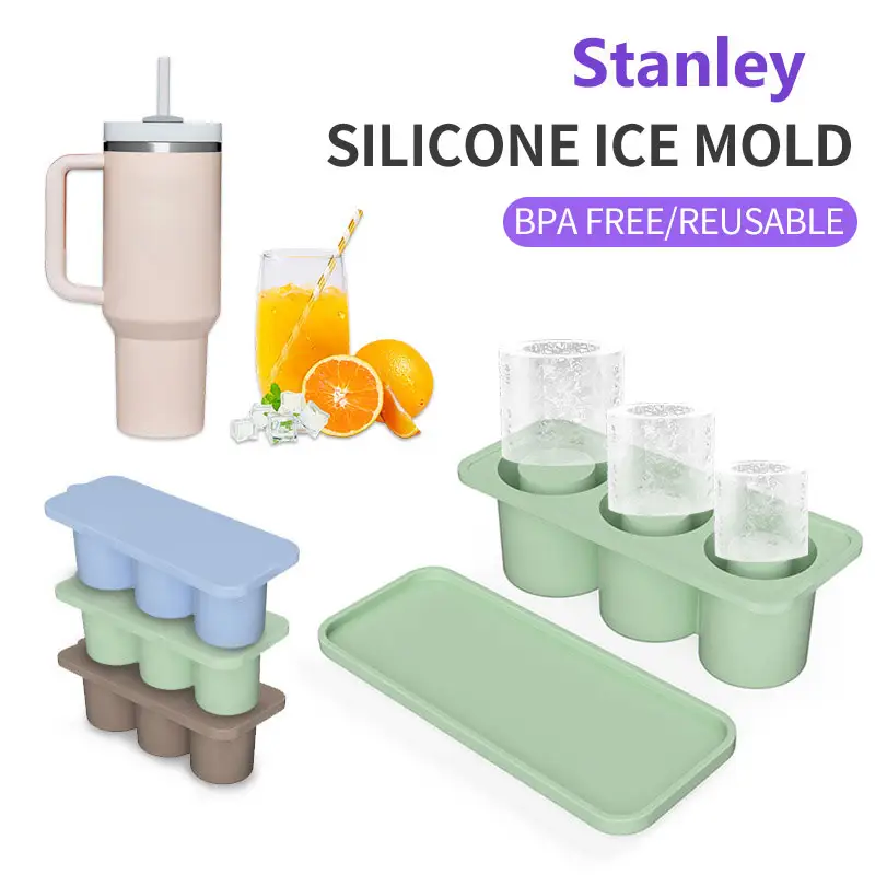 40OZ Silicone Stanley Ice Mold Tumbler Cup Cube Tray Marker With Seal Lids Ice Whiskey Cocktail Chilling Coffe