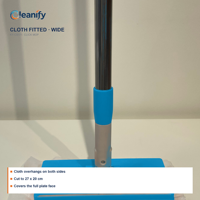 CLEANIFY KY-CS171 Serpillère plate sans lavage, tampons de recharge réutilisables, système Click Mop, manche 3 sections 130,5 cm, plaque 16x8 cm, pour poils d'animaux