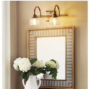 Lámparas de pared de <span class=keywords><strong>espejo</strong></span> de cobre de vidrio de lujo, armario de baño con luz LED, Bombilla reemplazable, 3 faros <span class=keywords><strong>para</strong></span> la decoración del baño del hogar - Product Image 1