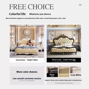 Letto Matrimoniale da 1,8m in Stile Europeo in Legno Massello e Pelle per Camera da Letto Padronale o Matrimonio Set Arredamento Camera da <span class=keywords><strong>Principessa</strong></span> Stile Jane Europeo - Product Image 3