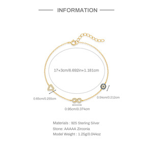 Nuovo bracciale in argento Sterling 925 figura otto con <span class=keywords><strong>nodo</strong></span> e cuore placcato in oro con zircone gioielli alla moda per le donne - Product Image 6