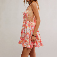 Robe imprimée à volants superposés, col carré, style plage, design de haute qualité, mini-robe personnalisée 100% coton