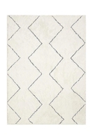 Tapis marocain en peluche douce et lavable, tapis à poils longs, blanc et noir