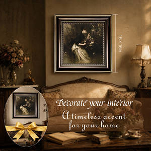 Tableau mural en toile pour <span class=keywords><strong>femme</strong></span>, motif floral vintage, marron foncé, cadre doré, échantillons prêts en moins d'une journée - Product Image 6