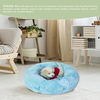 Tempat tidur hewan peliharaan bulu palsu, tempat tidur kucing bulat rumah lembut panjang mewah bantal anjing alas kucing Sofa tidur hewan