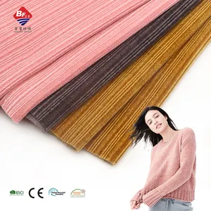 Fashion design stock 100% polyester 413gsm pure color warm soft microfiber chenille fabric for women garment