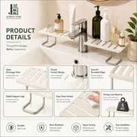 Support de rangement vertical en métal pour robinet avec 3 étagères, miroir de comptoir de salle de bain moderne pliable, organisateur de cosmétiques multifonctionnel