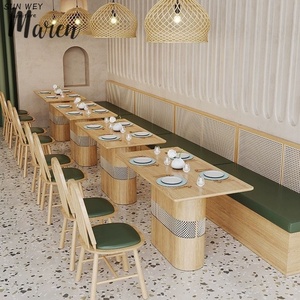 Meubles en rotin en forme de U en bois massif de haute qualité, canapés en cuir, meubles pour hôtels, cafés et restaurants, ensembles de tables et de chaises - Product Image 1