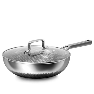 Wok in Acciaio Inox 304 Tri-ply di Grado Alimentare, Finitura a <span class=keywords><strong>Specchio</strong></span>/Spazzolata, Basso Contenuto di Fumi, Compatibile con Induzione/Gas, Adatto per Forno/Lavastoviglie - Product Image 5