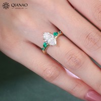 Bague de fiançailles en or jaune massif 14 carats avec diamant de laboratoire taille marquise 2 carats, filigrane sculpté vintage, certifié IGI