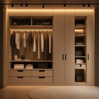 Sistema de Armario de Lujo con Cajones, Armario de Madera Personalizado Abierto, Sistema de Armario Moderno de Madera, Armario Vestidor, Mueble de Dormitorio