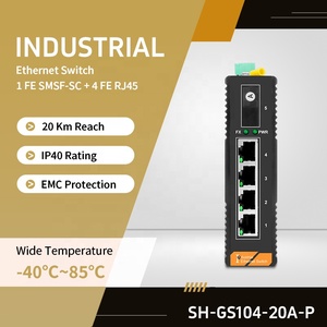 Convertisseur de média Fast Ethernet 1 SFP 5 ports 4 RJ45 20KM SC Fibre Unique Antistatique 1Gbps 10/100Mbps Full-Duplex Large Température DIN - Product Image 2