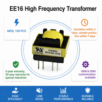 Transformateur compact à faible perte de puissance haute fréquence personnalisé EE16, transformateur SMPS, transformateur LED, transformateur 220 à 12V