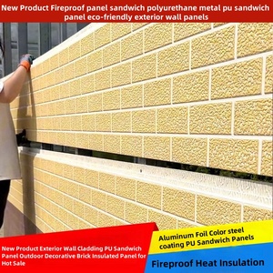 Tablero de lana de roca de pizarra tallada de metal al por mayor paneles de pared de aislamiento térmico respetuosos con el medio ambiente espuma PU núcleo techo casa - Product Image 3