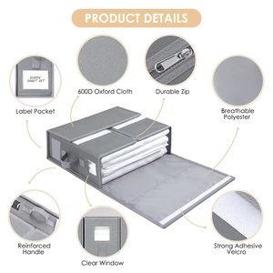 Lakuna 2024 대용량 4 피스 침대 시트 보관함 접이식 옥스포드 패브릭 정리함 옷장 보관함 - Product Image 2