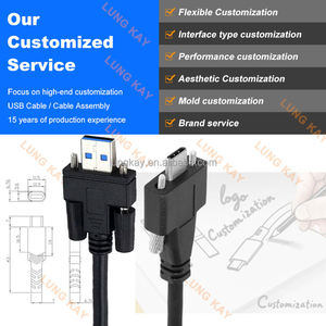 Cable USB 3.0 Tipo-C con Bloqueo de Tornillo LUNG KAY, 5Gbps, para Montaje en Panel, Sincronización de Datos para Cámaras Industriales y Visión Artificial - Product Image 4