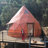 Dôme Zome de 6 m de diamètre et 5 m de hauteur pour le glamping, tente dôme et tente de maison de villégiature avec panneaux en bois et en verre