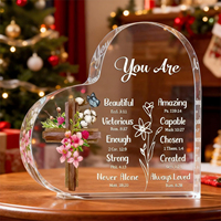 Regalo Religioso Inspirador para Mujeres, Placa Acrílica en Forma de Corazón con Citas Bíblicas para Decoración de Escritorio